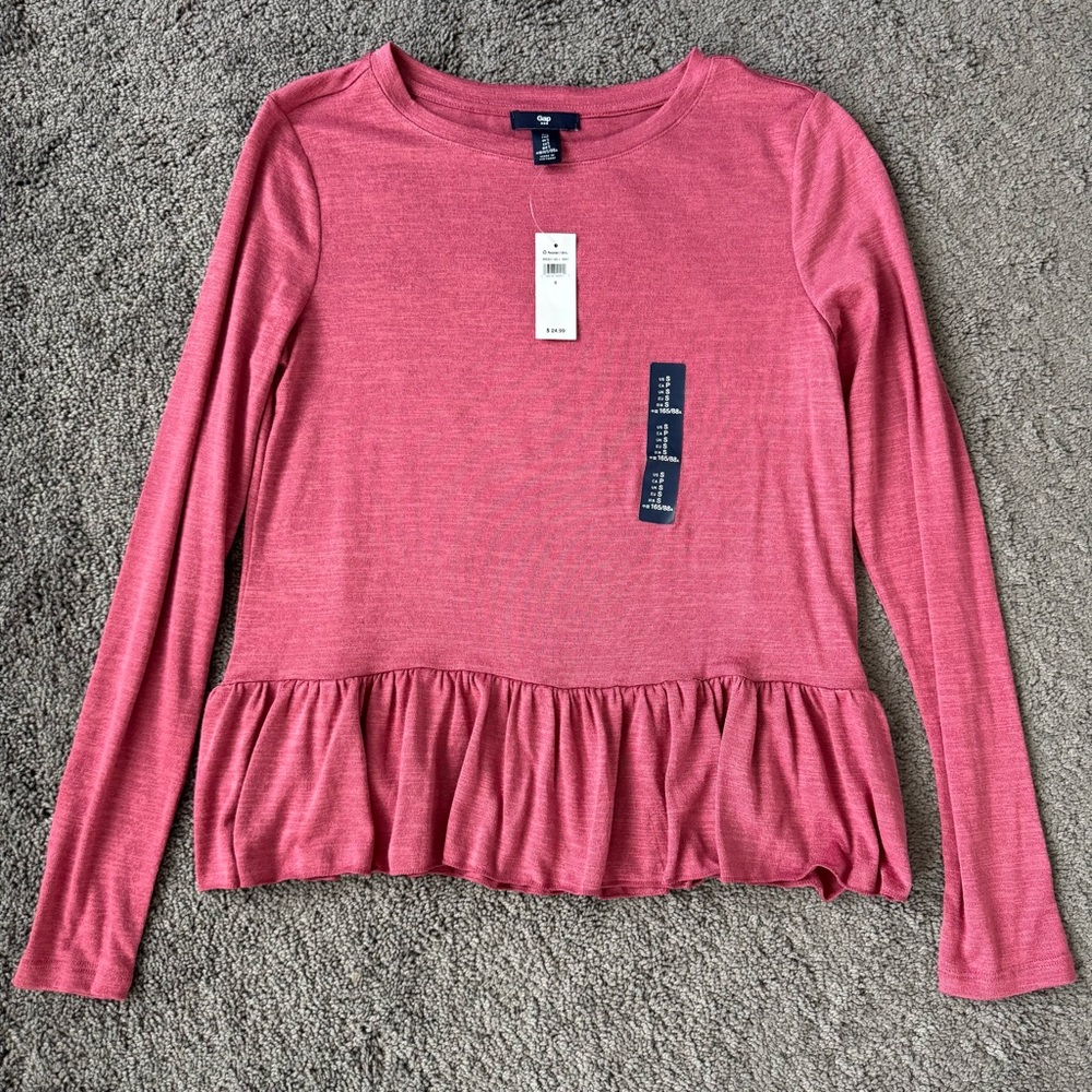 Pink Long Sleeve Peplum Top